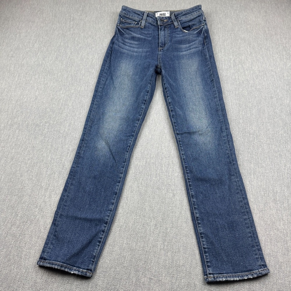 Paige Jeans Womens 24x27 Blue Jacqueline Straight Leg Denim Classic Mid Rise Zip